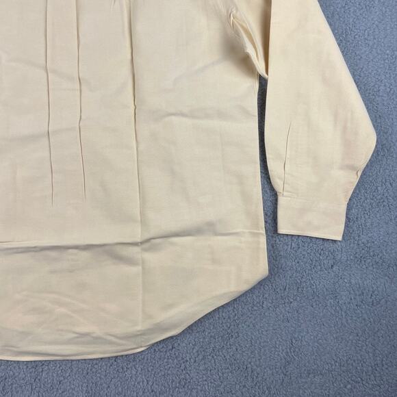 Land's End Men's 17.5-34 Peach Solid Long Sleeve Button Up Shirt - Picture 15 of 16